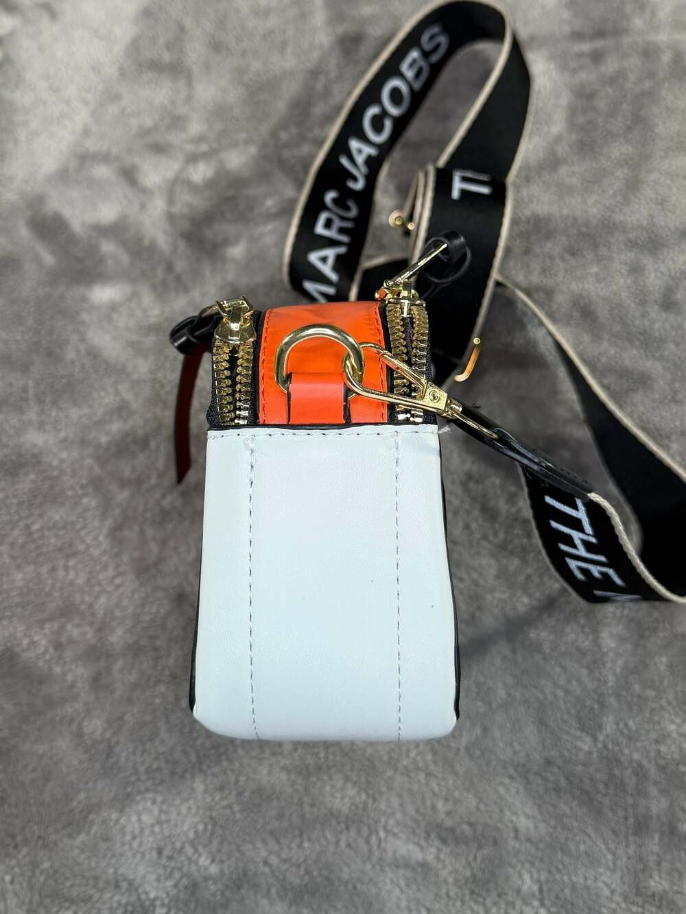 Marc Jacobs The Snapshot Colorblock Leather Crossbody Bag Black Orange White - Picture 6 of 8